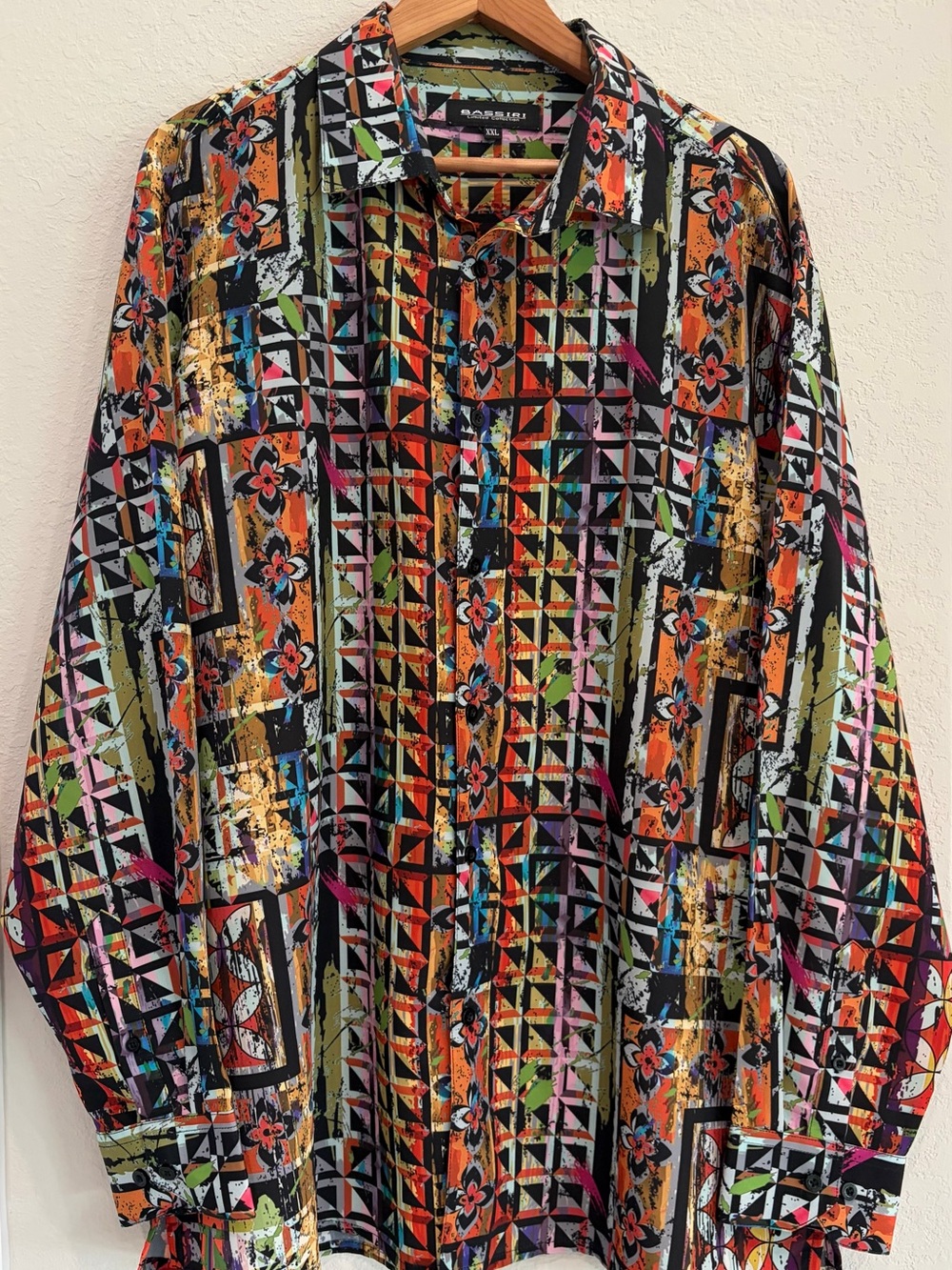 Bassiri Limited Collection Long-Sleeve Button-Up Shirt Abstract Size XXL Retro